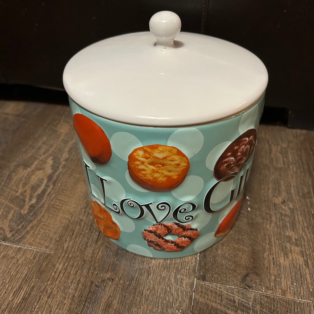 Rare Collectible Girl Scout Cookie Jar - 2006 Ceramic Blue‎ Large 4 Quarts